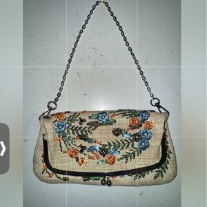 Rafe Floral Embroidered Clutch - Cream, Blue, Orange